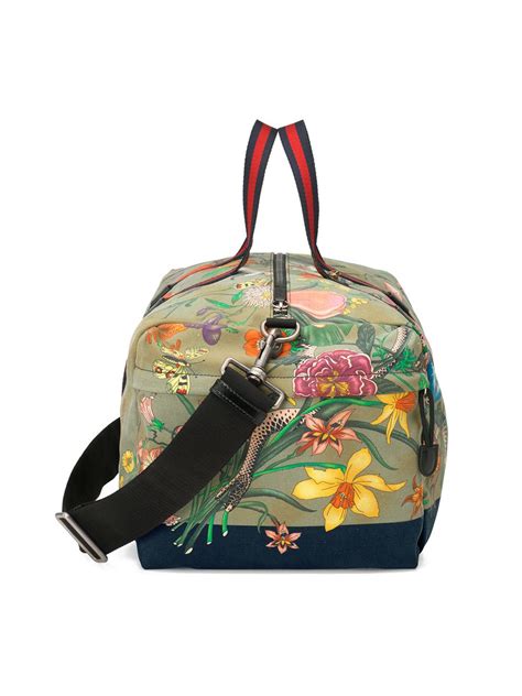 gucci flora snake print duffle